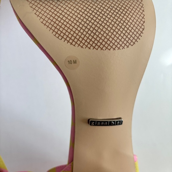 Gianni Bini womens green pink Checkered Heels square toe sandals size 10 - Picture 8 of 8